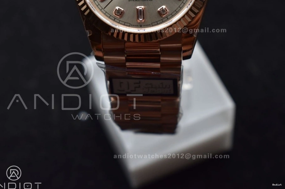 36 vr3255 DayDate on (Gain Diamond V5 Steel President Weight) Silver Square Edition QF Best Dial 904L with RG Bracelet 1112